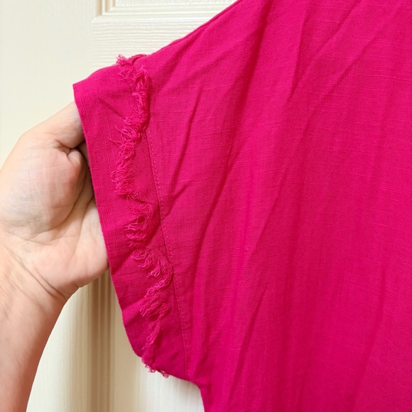 Umgee Hot Pink Frayed Hem Mini Dress XL NWT - Picture 4 of 6